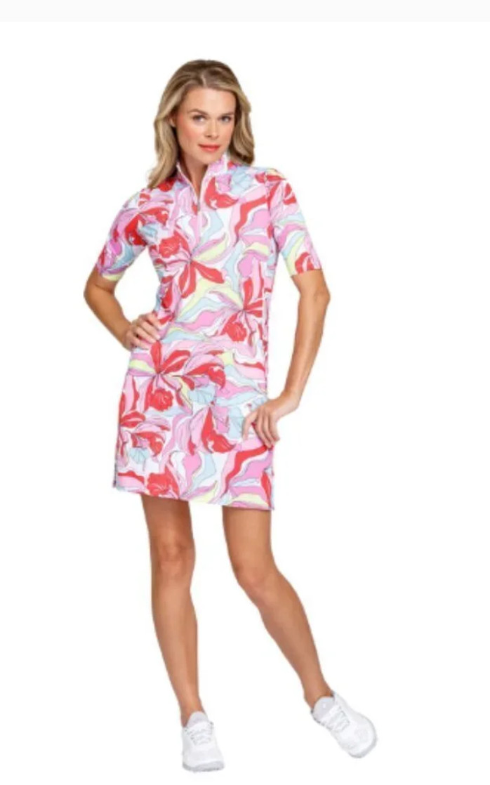 Tail Activewear Golf Dress Stretch Short Sleeve Painted Petals Size XS