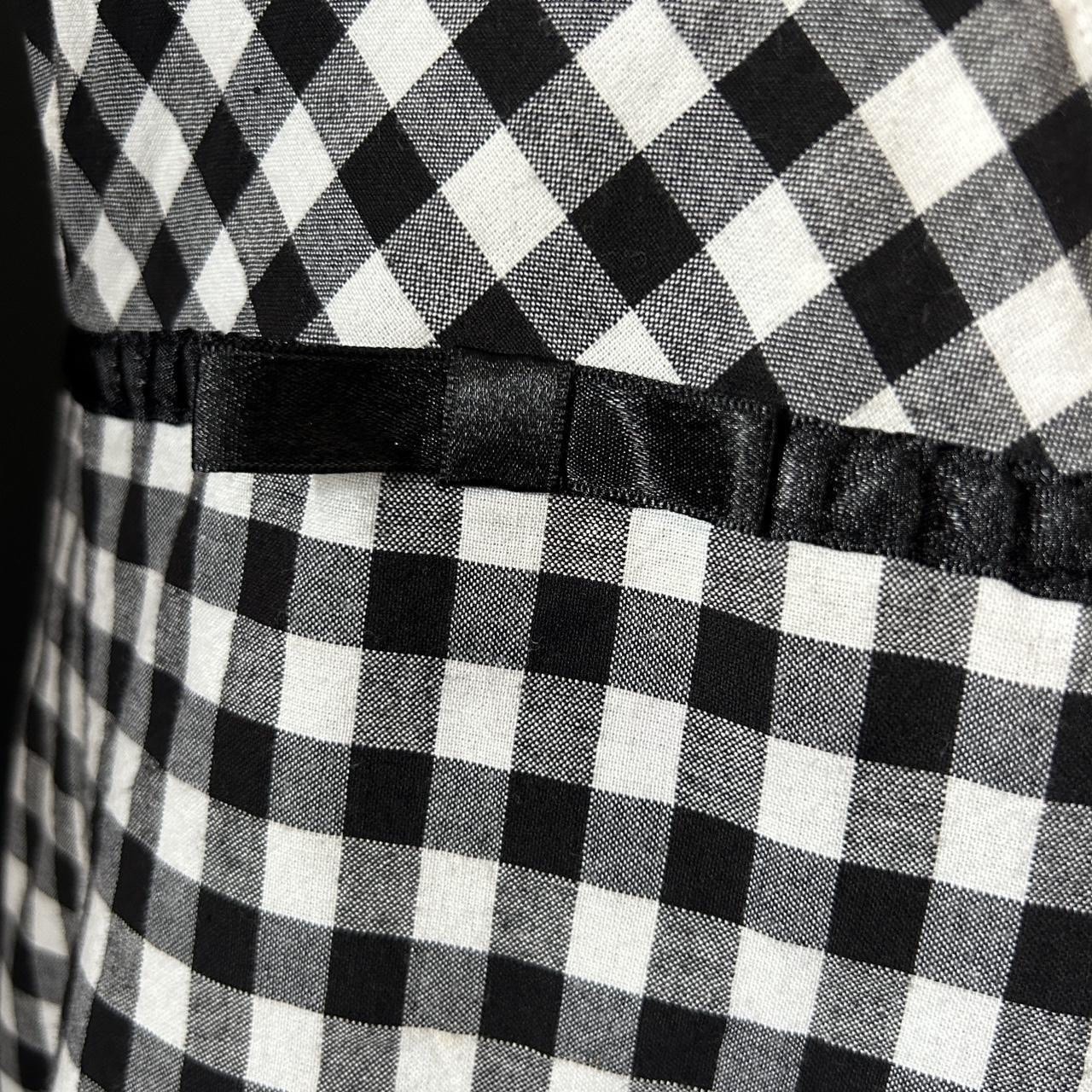 Vintage 90s Y2k Black White Gingham Cotton Dress Prep Retro Mod Babydoll 8