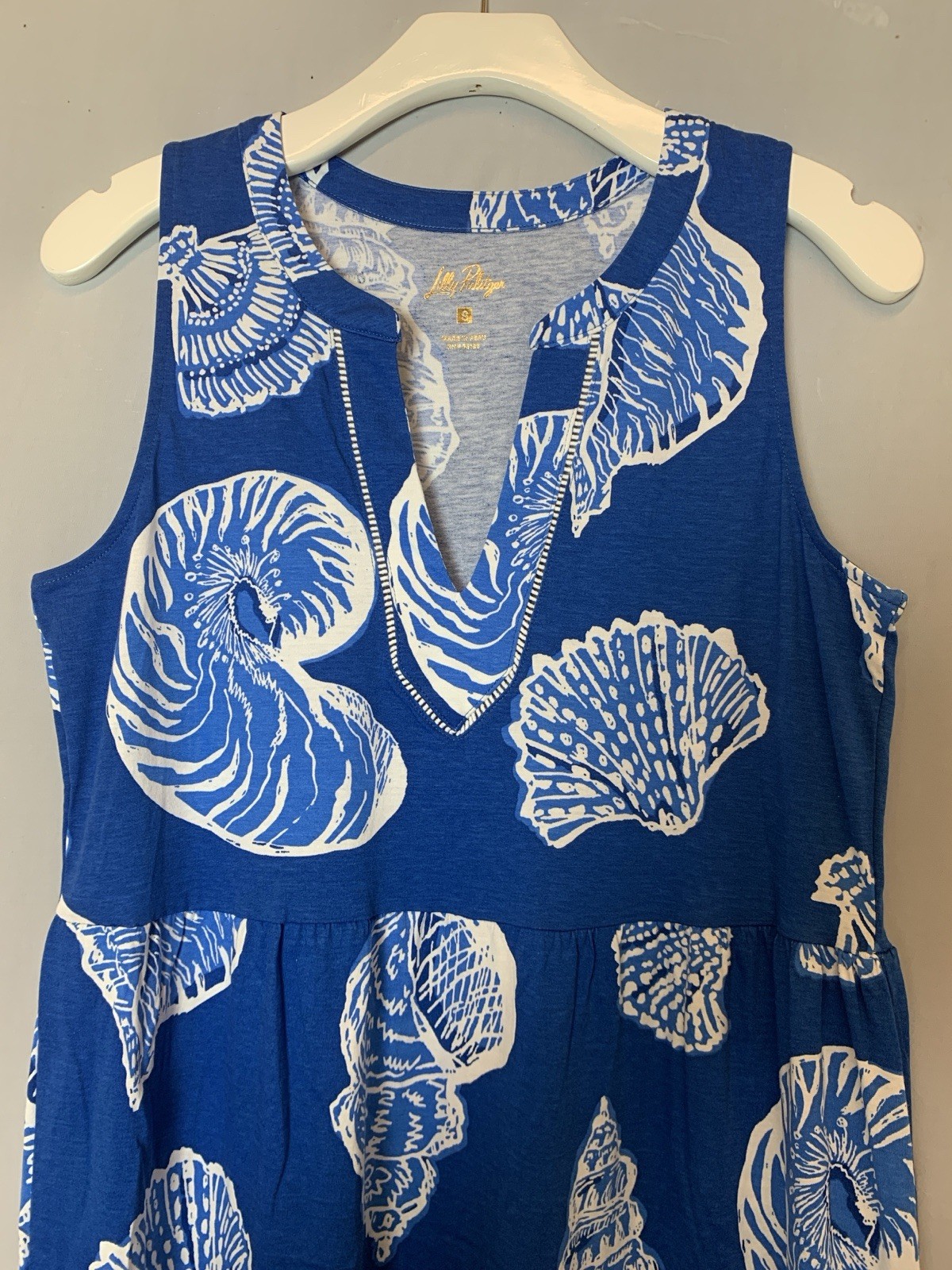 Lilly Pulitzer Dress Medium Blue Shells Maxi Sydnee Shell of a Good Time