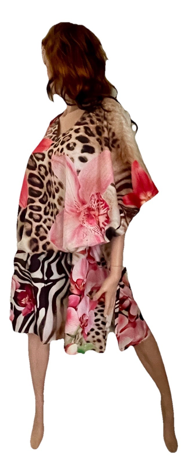 GYPSIE BLU NWT Leopard ZEBRA and TROPICAL FLORAL Digital Print CAFTAN Dress O/S