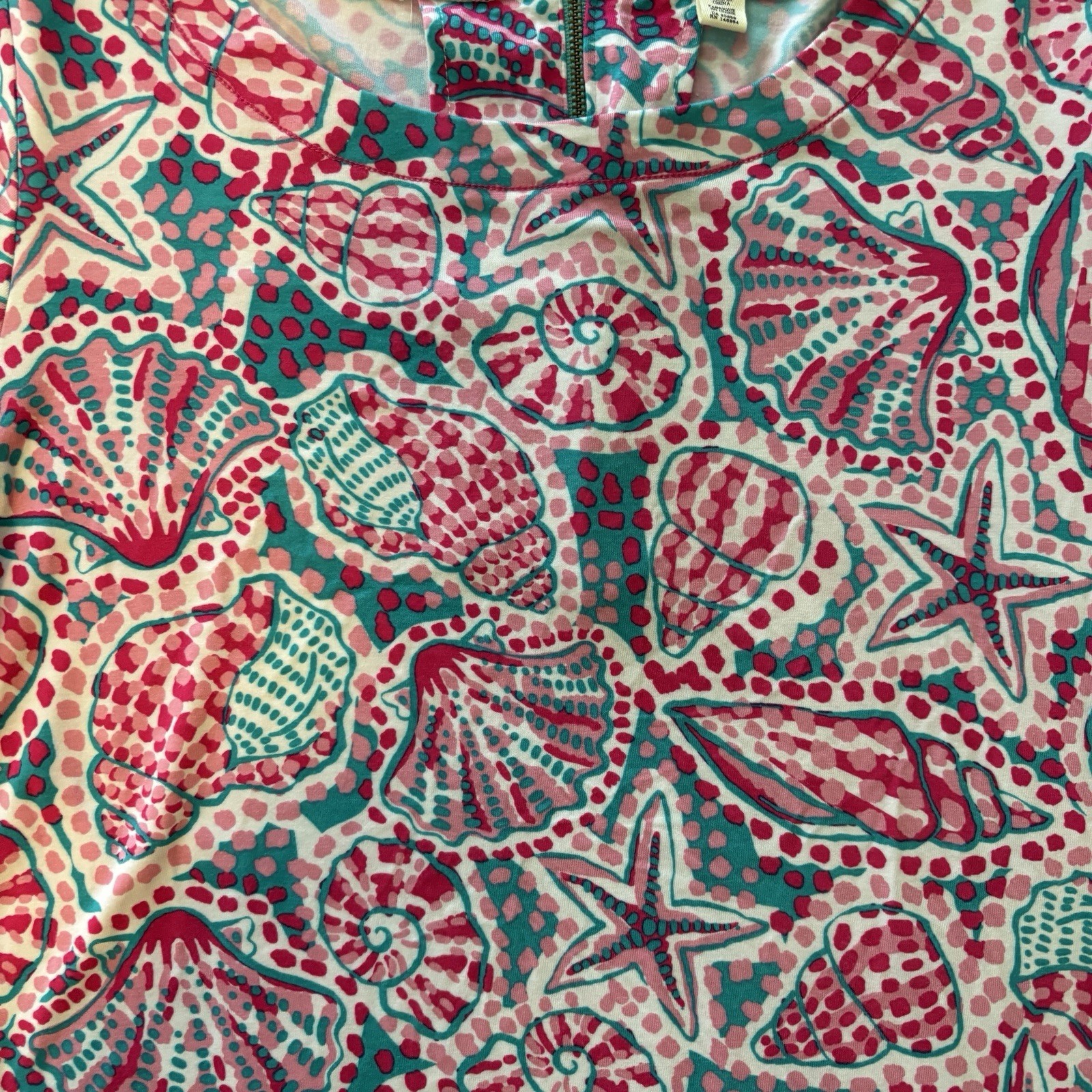 Hatley Round Neck Short Sleeve Pullover Lightweight Stretch Seashell Dress Large