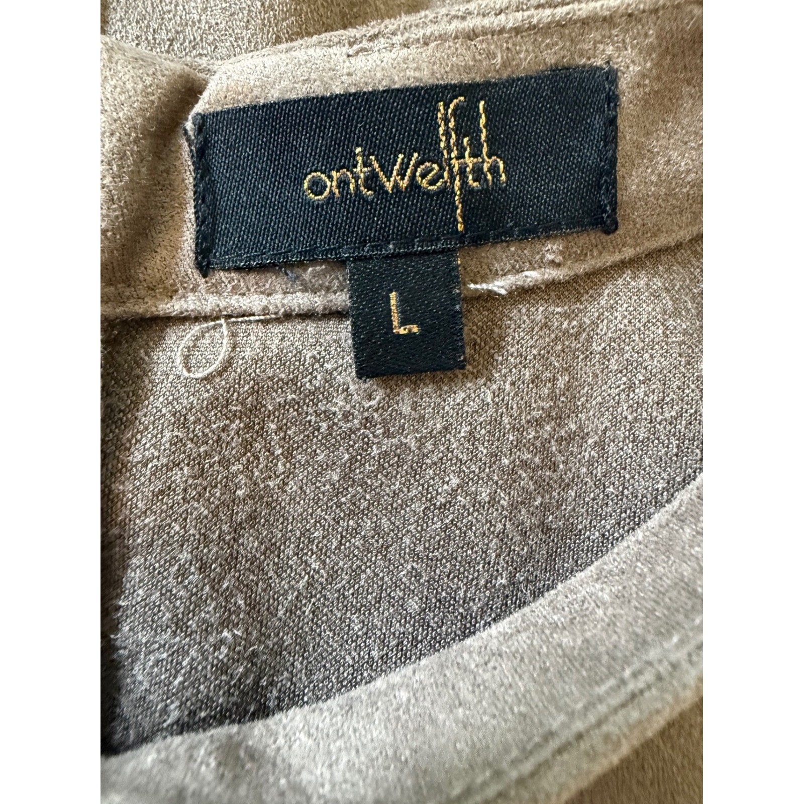 Ontwelth Faux Suede Mock Neck Sleeveless Shift Dress Taupe Brown Womens Large