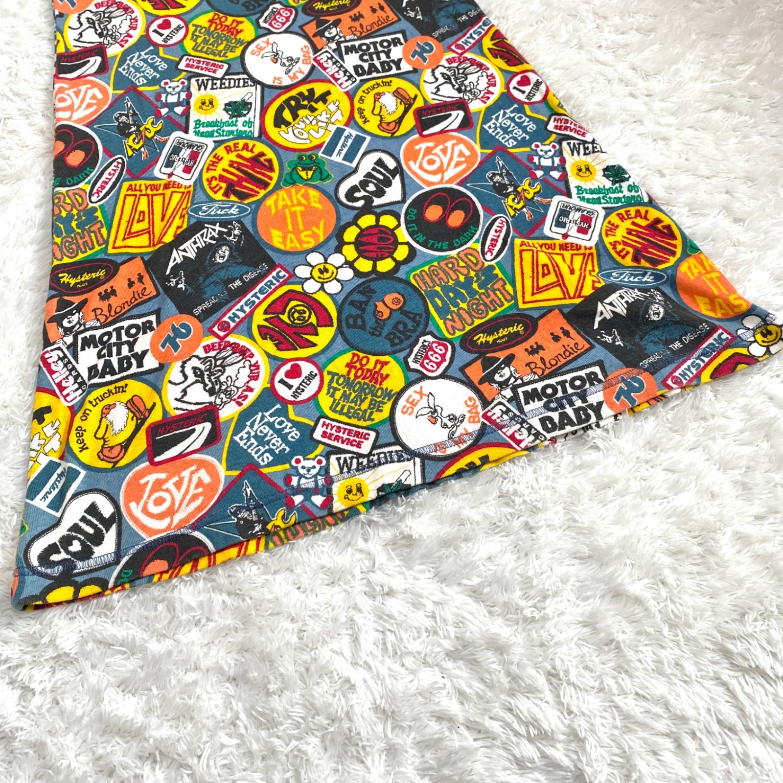 Hysteric Glamour Y2K Sticker Patch All-Over Print Cotton Camisole Slip Dress
