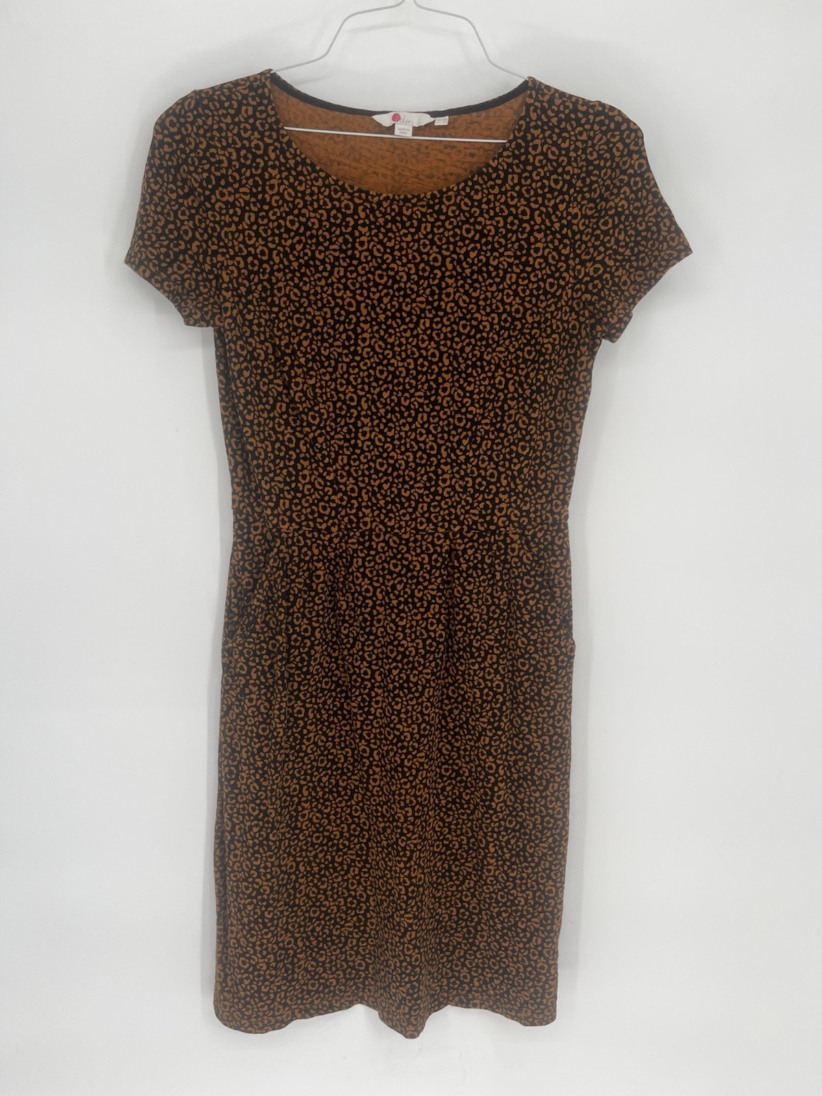 Boden Phoebe Jersey Dress Day Dress Size US 6R Brown Black Animal Print
