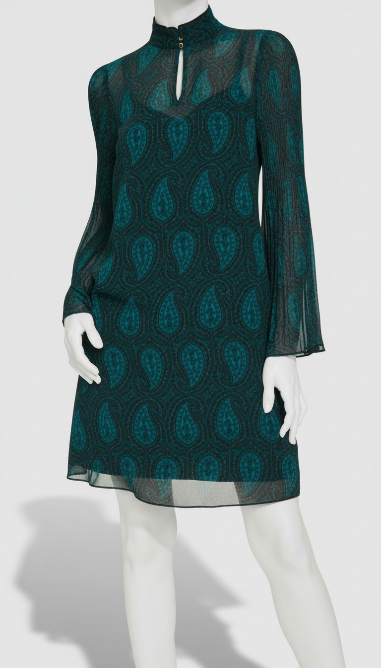 Tommy Hilfiger Womens Green Ruffle Sheer Keyhole-Neck Dress Size 14