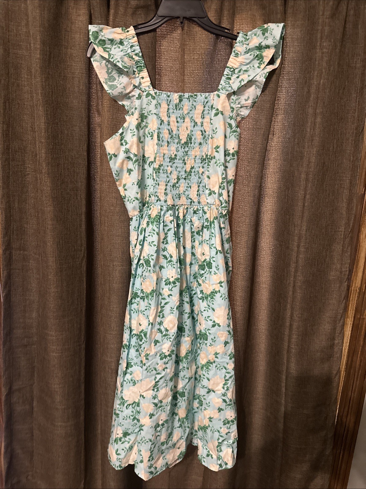 blueberi boulevard Lined Sleeveless dress Medium Floral Light Blue Green