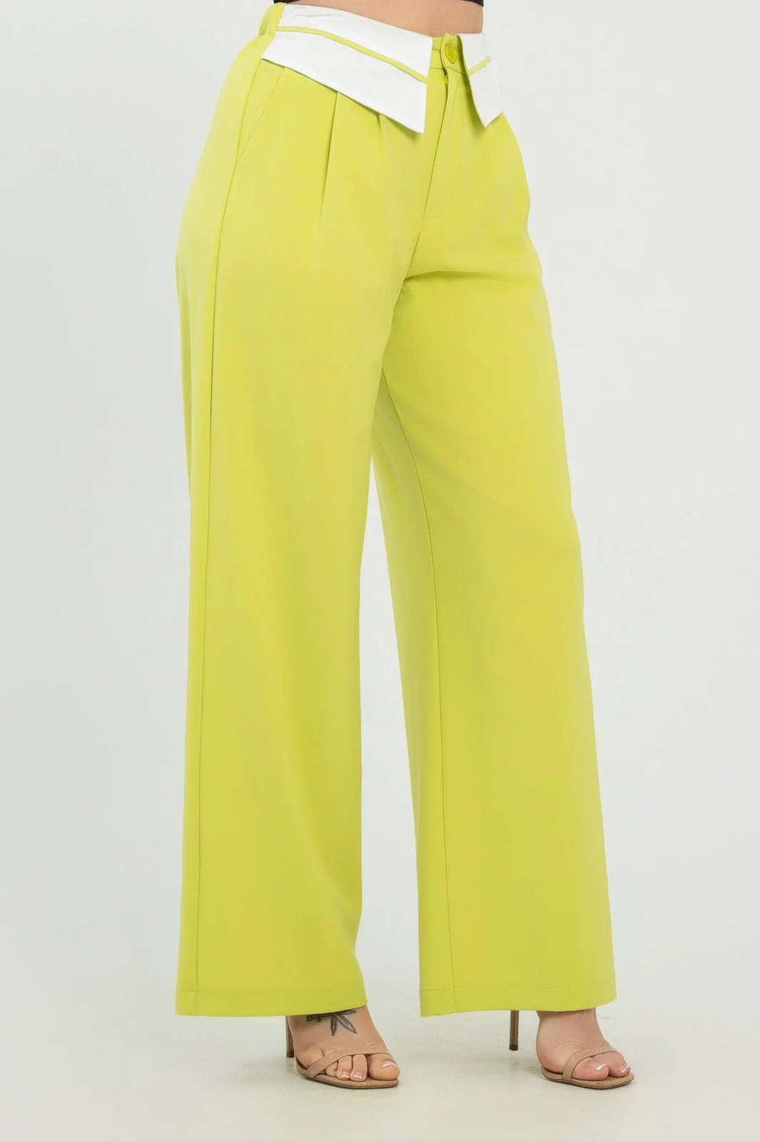 Front Button Fold-over Inside Zipper Pants – Women’s Clothing