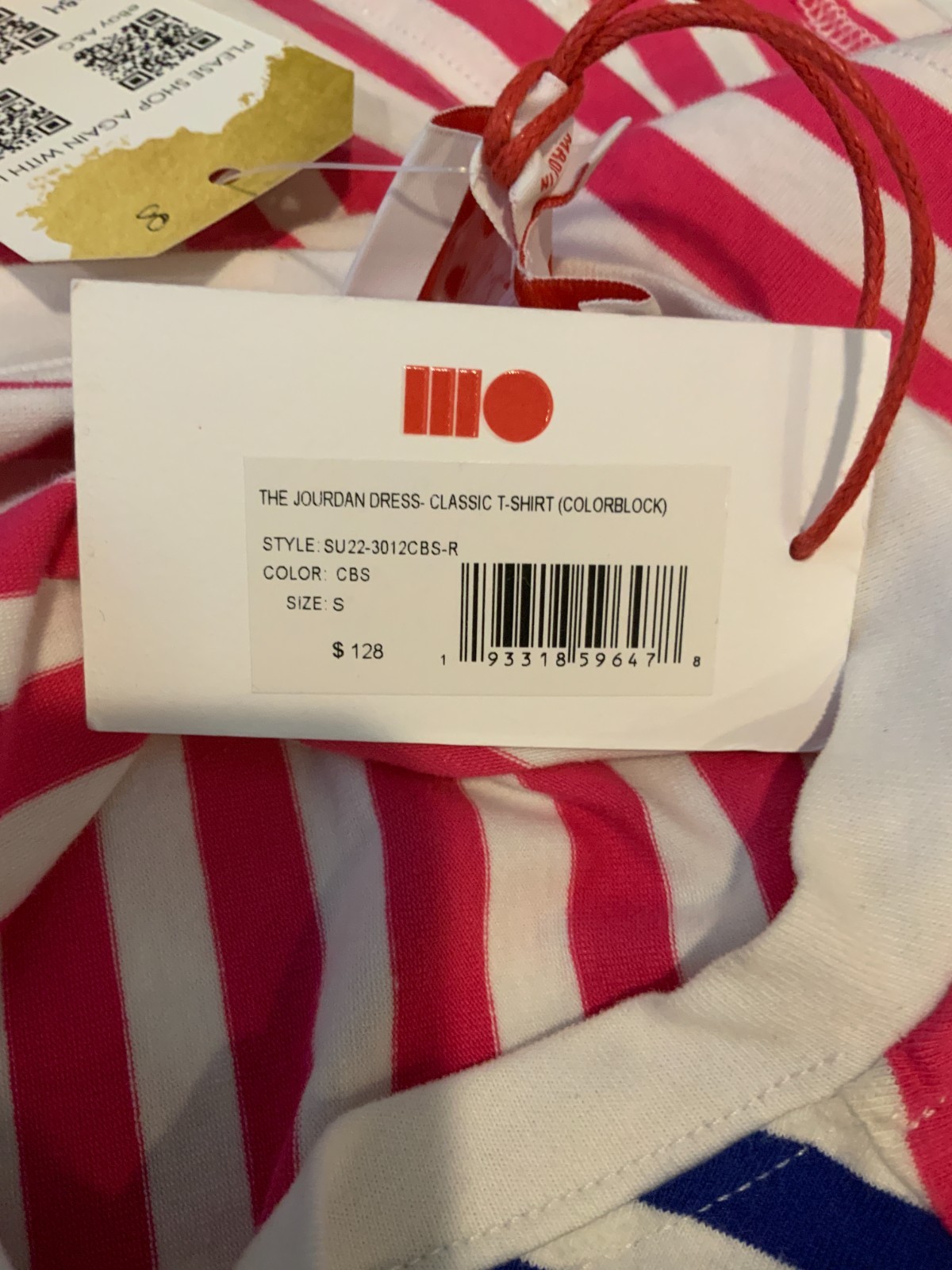Solid & Striped Jourdan T-Shirt Dress Pink Blue White Striped NWT $128, Size S