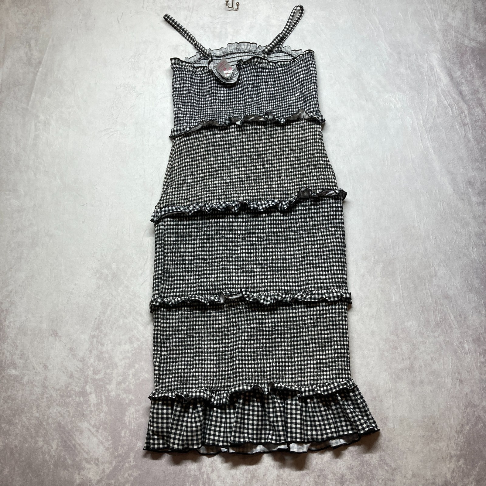 No Boundaries Dress Size Small Smocked Gingham Ruffled Sheath Bodycon Sleeveless