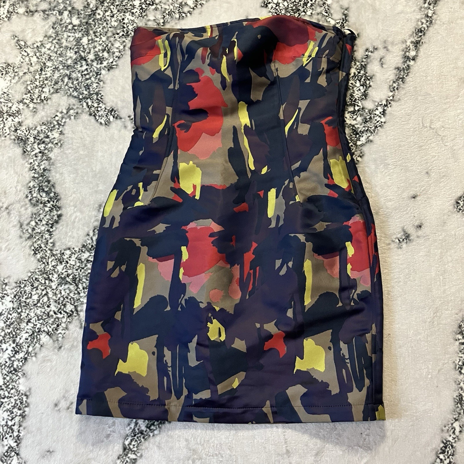 DKNY Womens 6 Neoprene Scuba Dress Multicolor Abstract Sleeveless Mini