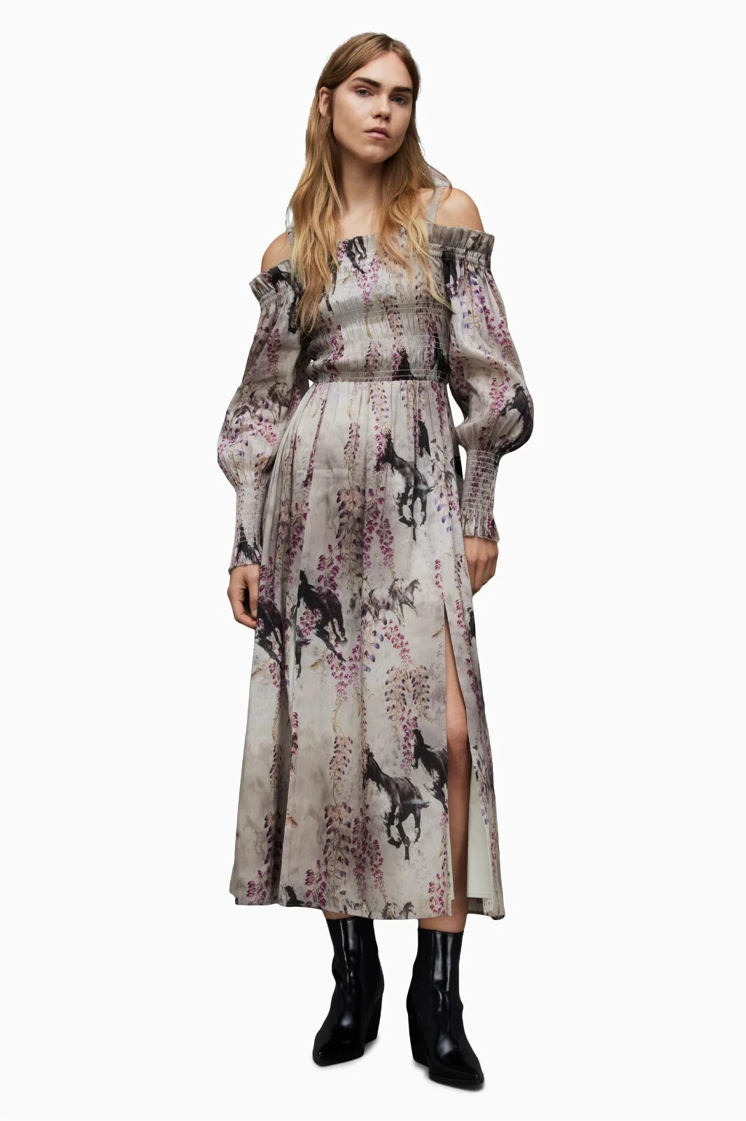 Allsaints $429 Lary Dionne Linen Slit Long Sleeve Dress Women’s US 2 UK 6 NWT
