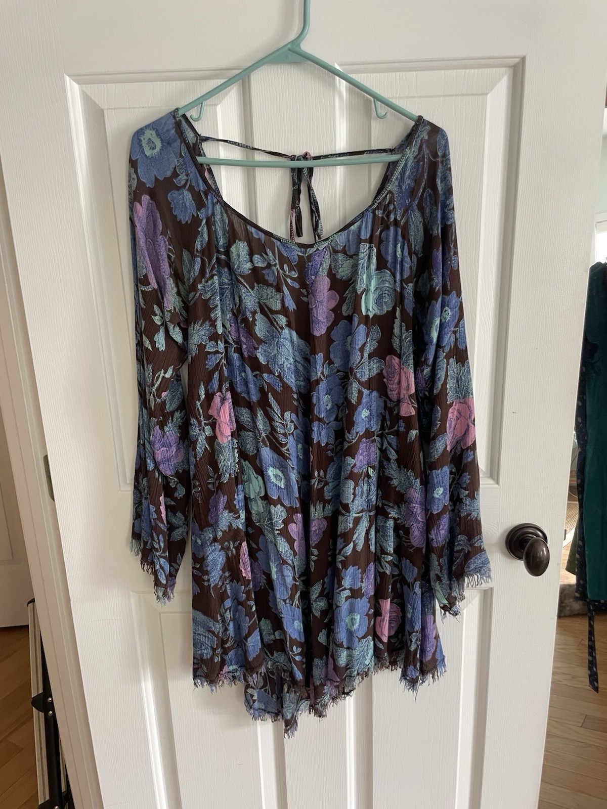 Some Days Lovin Gothic Fairy Dress Pink/blue Floral With Frayed Seems Size Med