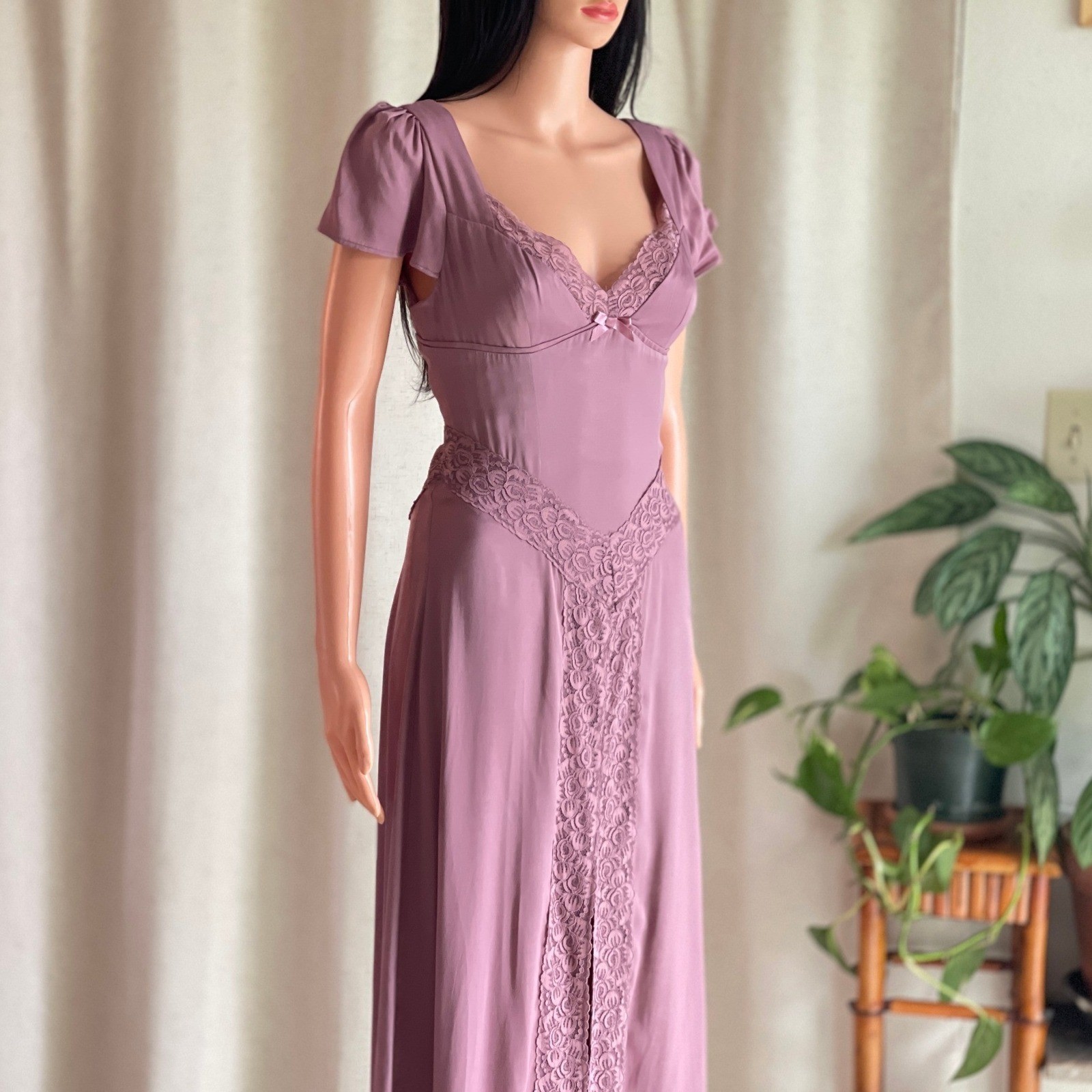 NWOT Free People Pink Skies Midi Dress Lace Trim Dusty Rose Flutter Sleeve Sz XS