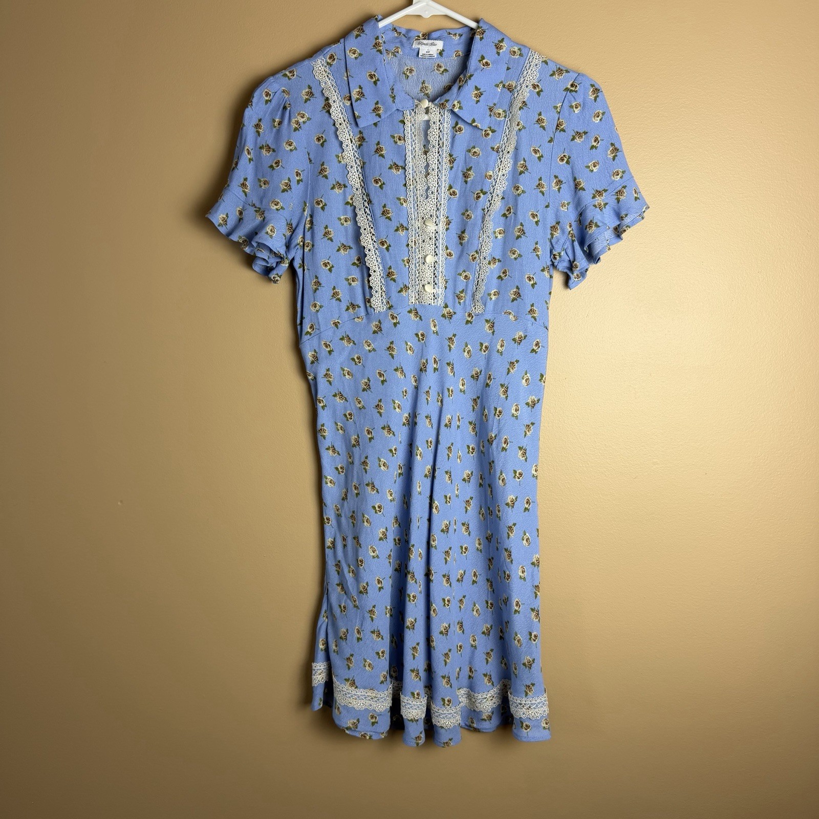 Kimchi Blue Lily Floral Lace Trim Mini Dress S