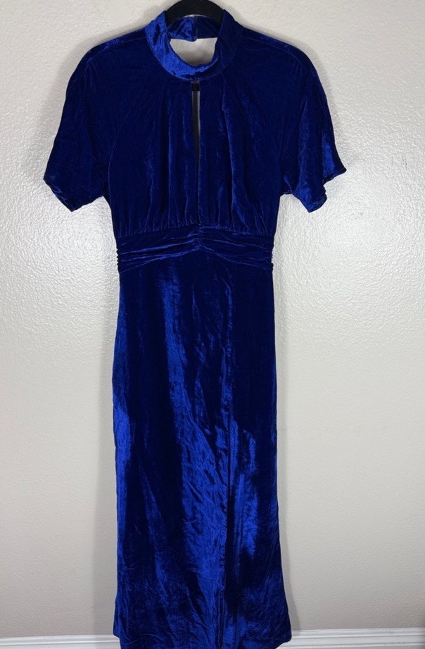 Lovers and Friends Navarin Velvet Blue Maxi Dress Size S
