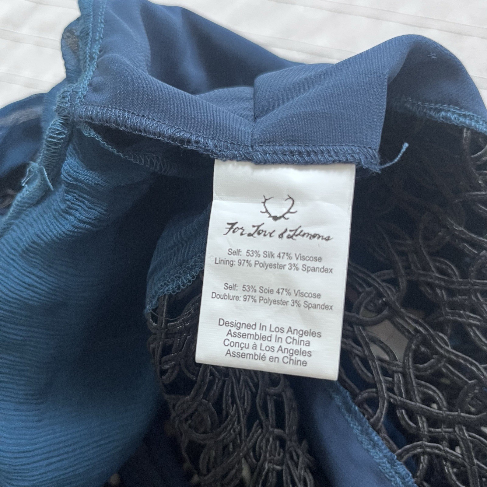 For Love And Lemons Celine Maxi Dress Size S Blue Silk Blend Bohemian NWT
