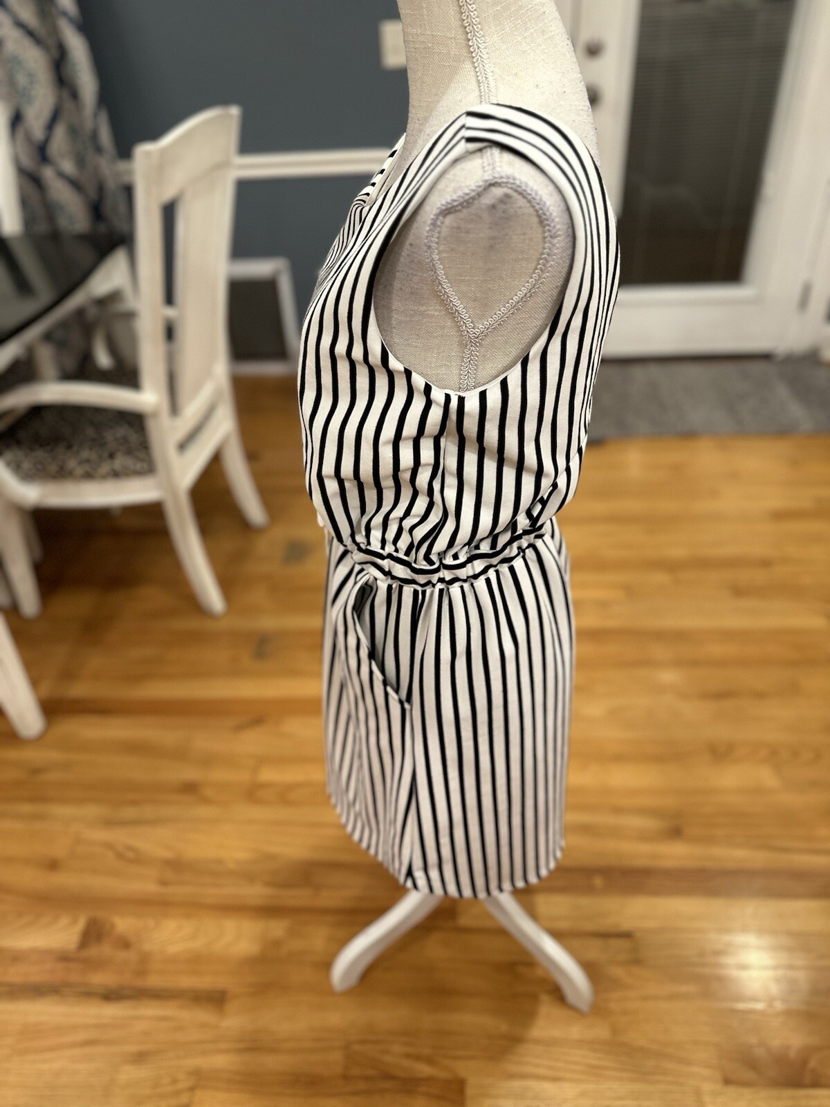 Copper Key Black And White Striped Sleeveless Dress