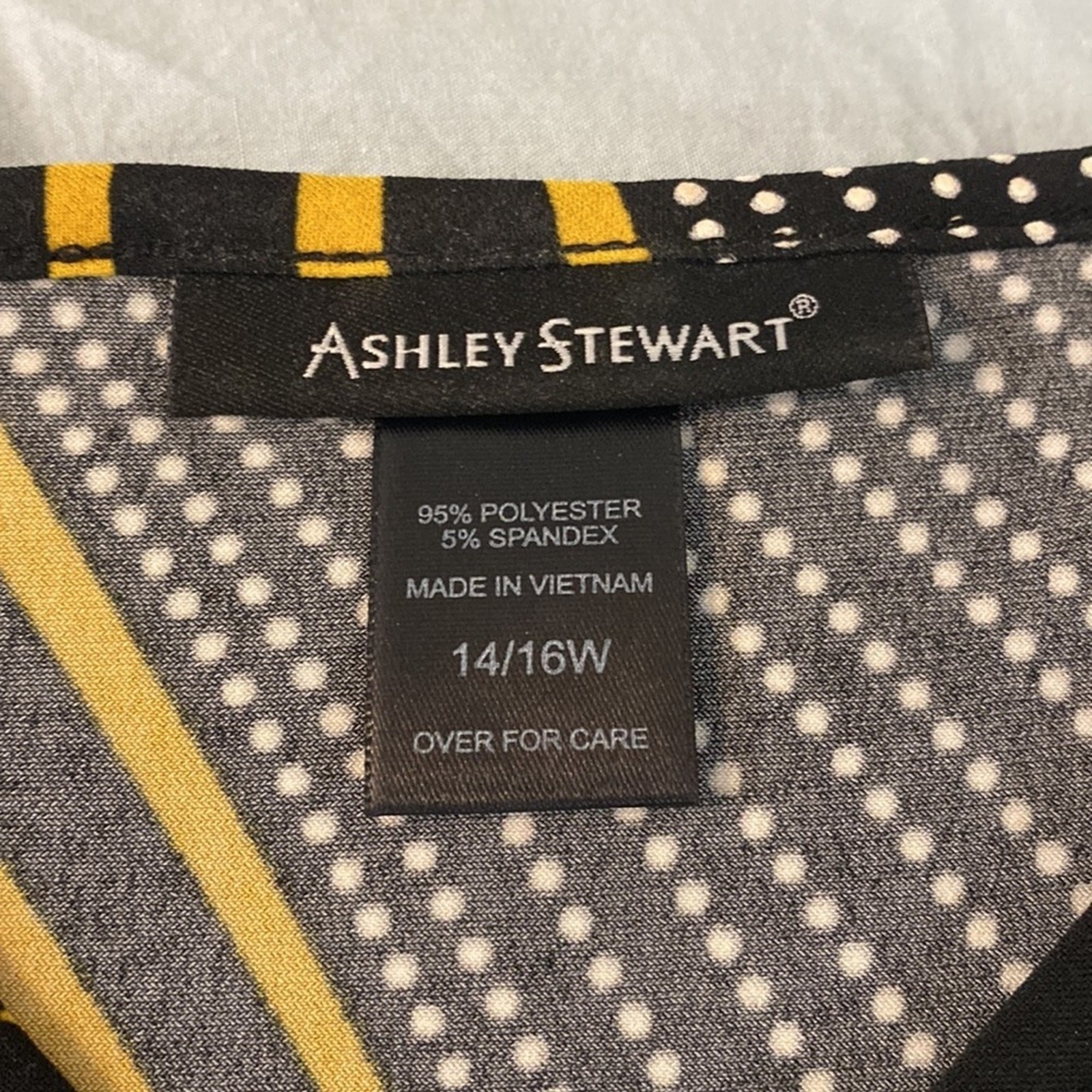 Ashley Stewart Bold Black White Yellow Fit and Flare Dress Size 14/16W