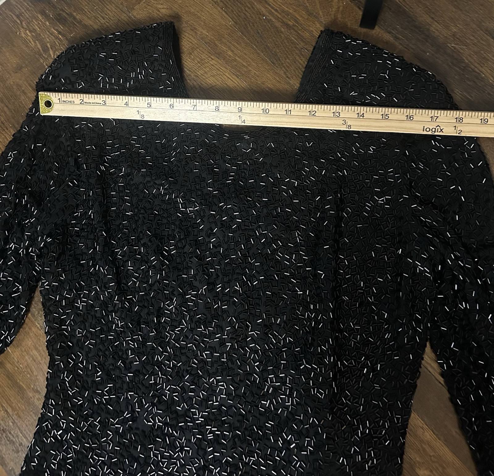Blacktie Oleg Cassini Black Beaded Dress 100% Silk Size 10. Holiday party event