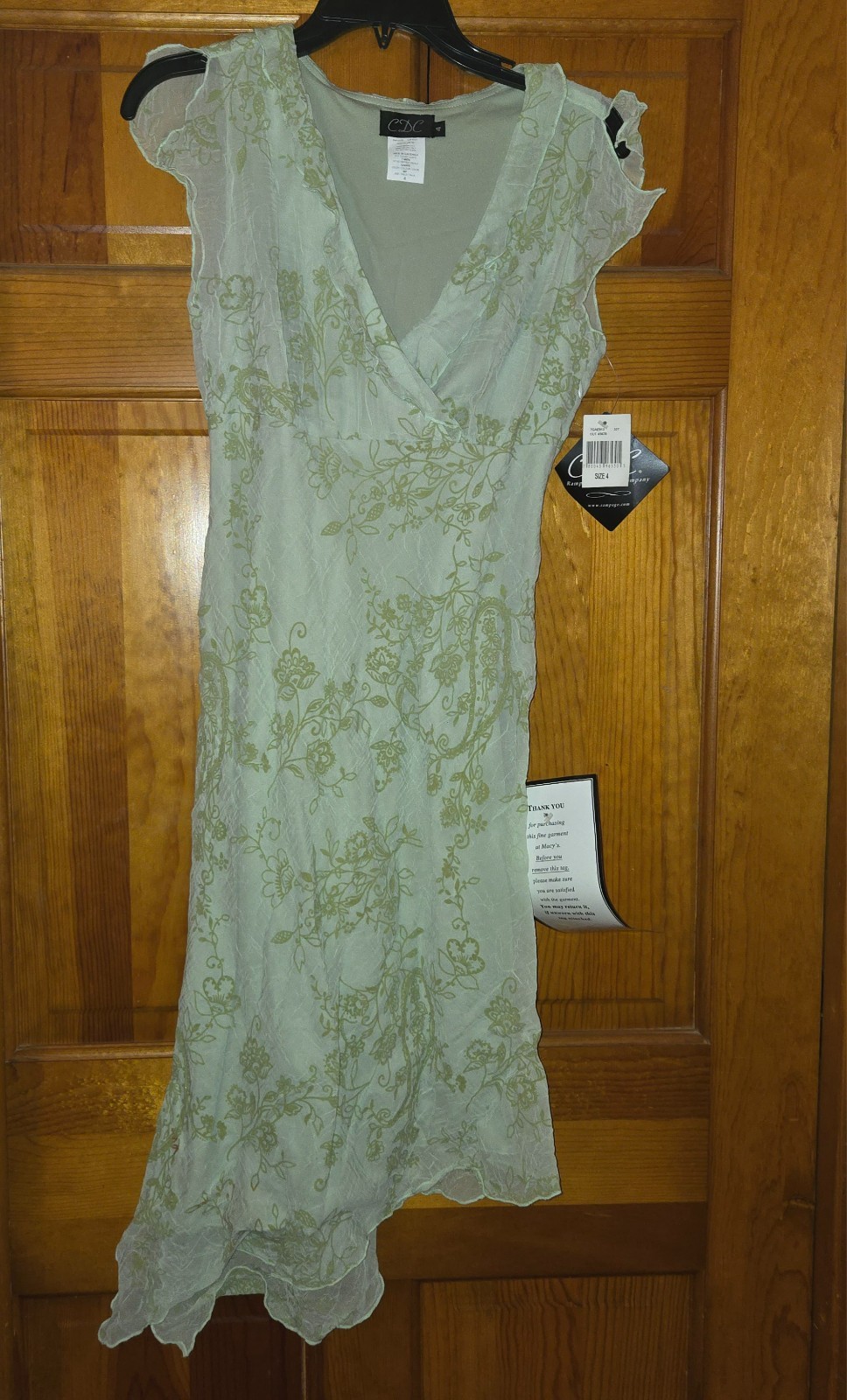 Vintage NWT CDC Green Floral Ruffle Dress Size 4 Fairycore Cottagecore Y2K