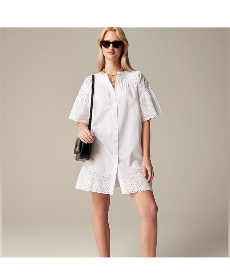 J Crew Jolie dress M in Eyelet Cotton Poplin White CA988 NWT $98