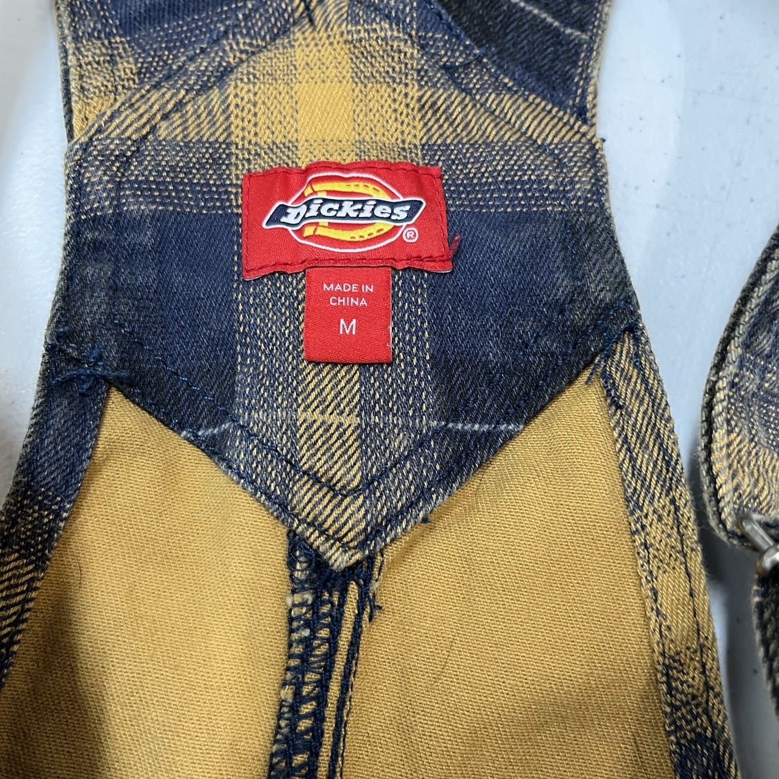 Dickies Overall Jumper Mini Dress Black Brown Tarten Plaid M Workwear Country
