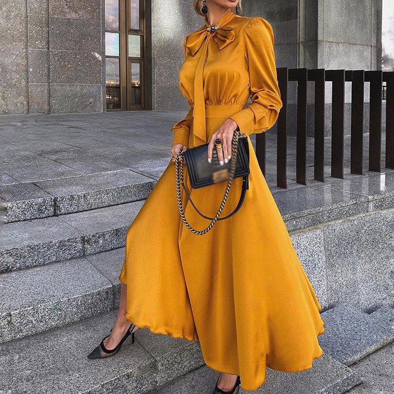 Long Skirt Temperament Long Sleeve Dress Women’s Fashion S-3XL Versatile