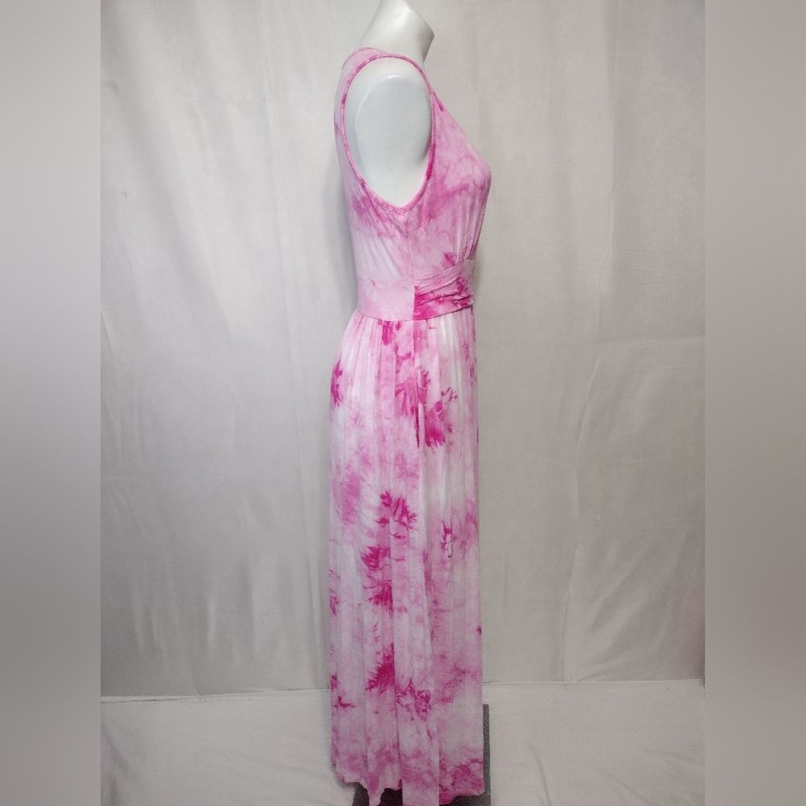 LILBETTER Pink Tie Dye Sleeveless Maxi Dress Beachwear Vacation Resort Medium