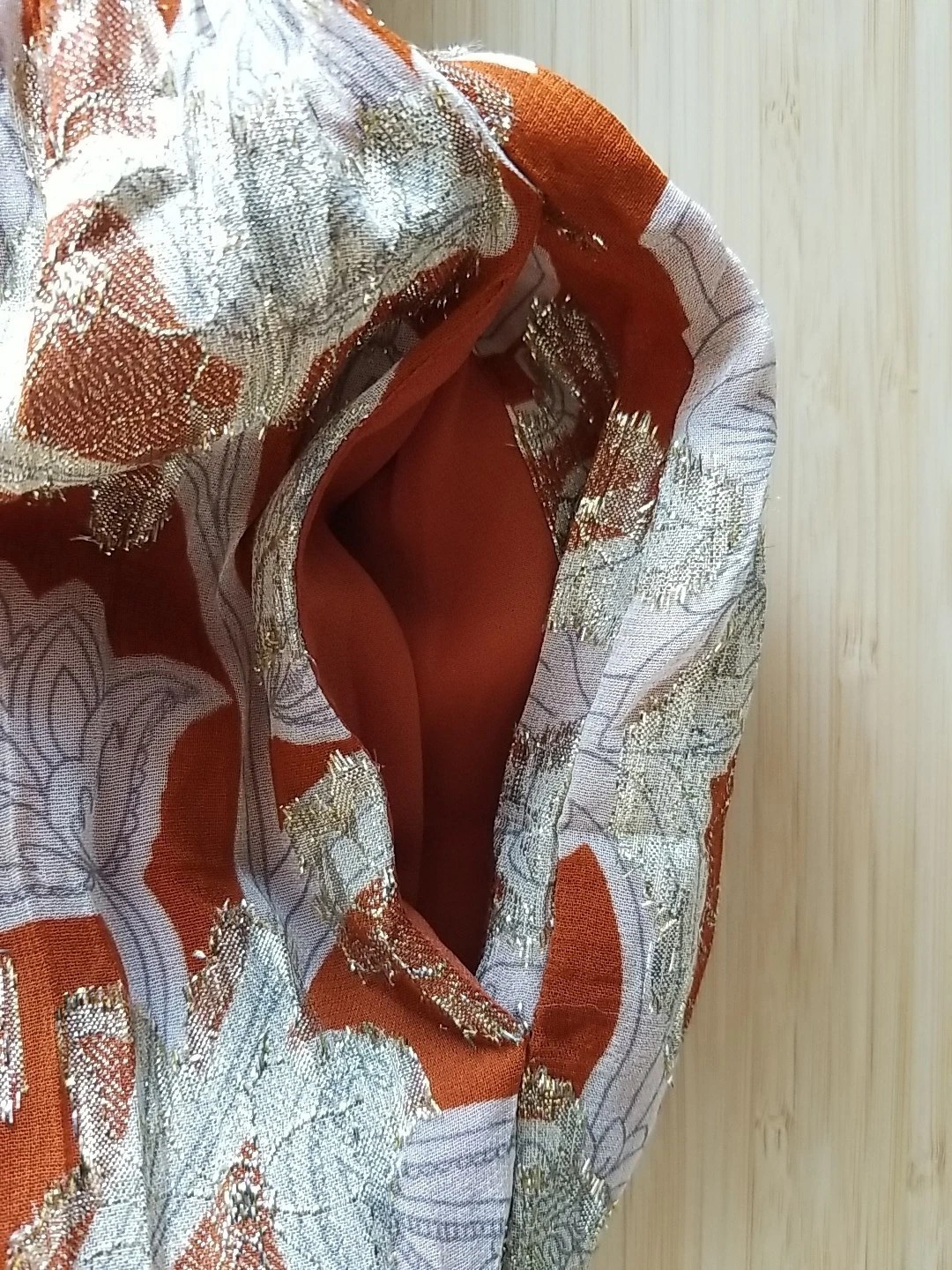 Boden Smocked Jacquard Maxi Dress Rust Copper Paisley Gold Metallic US 8 EUC