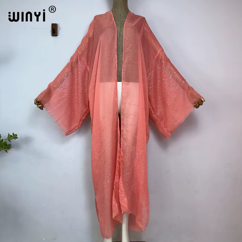 2023 Women Bohemian Gold Thread Monochrome Elegant Casual Dress African Cardigan