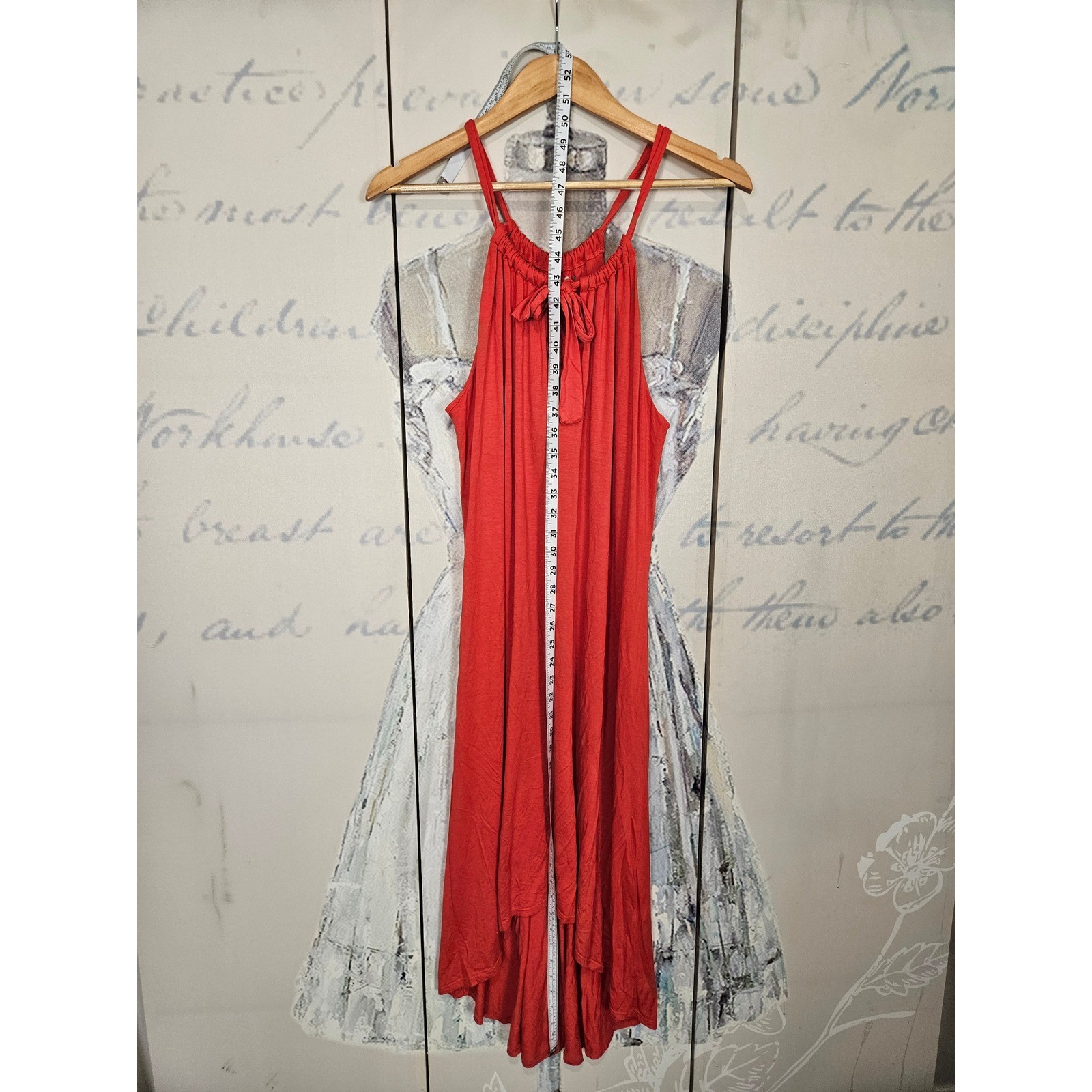 Three Dots Orange High Low Halter Dress Sleeveless Front Tie Viscose Blend Small
