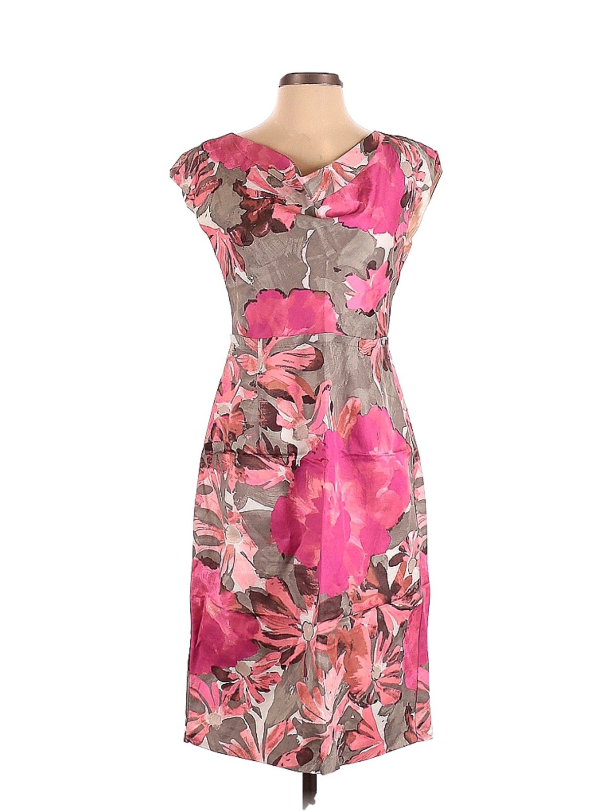 Banana Republic Dress Women Size 4 Mad Men Pink Gray Sheath Barbiecore