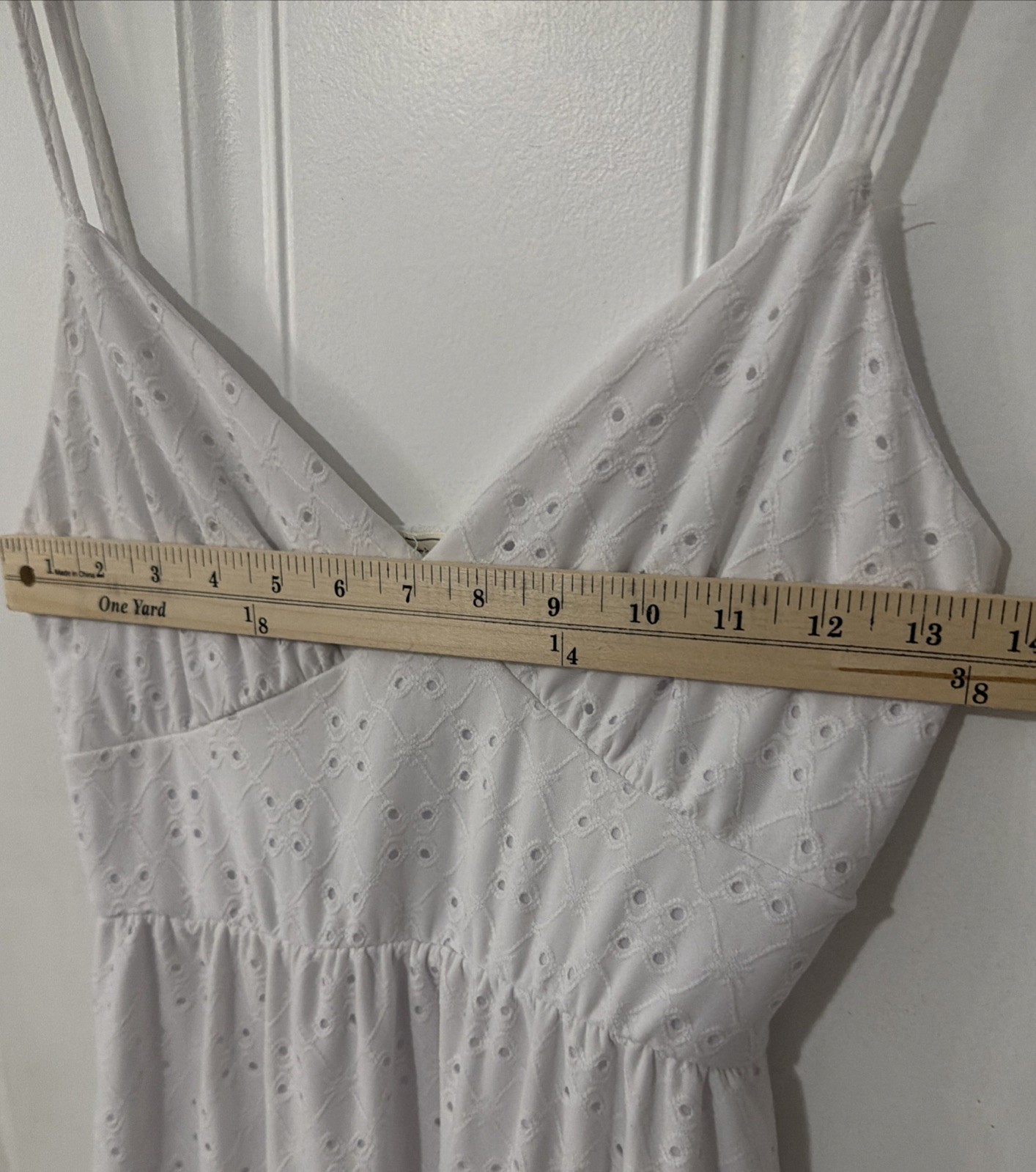 Chic White Resort Cottagecore Bohemian Eyelet Midi Dress Sz Small Flowy Cruise