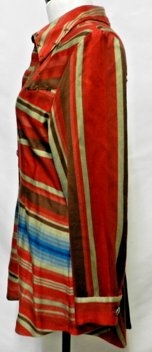Roja Southwest blanket button Serape tunic top blouse Collar Size Sz Large Lg L
