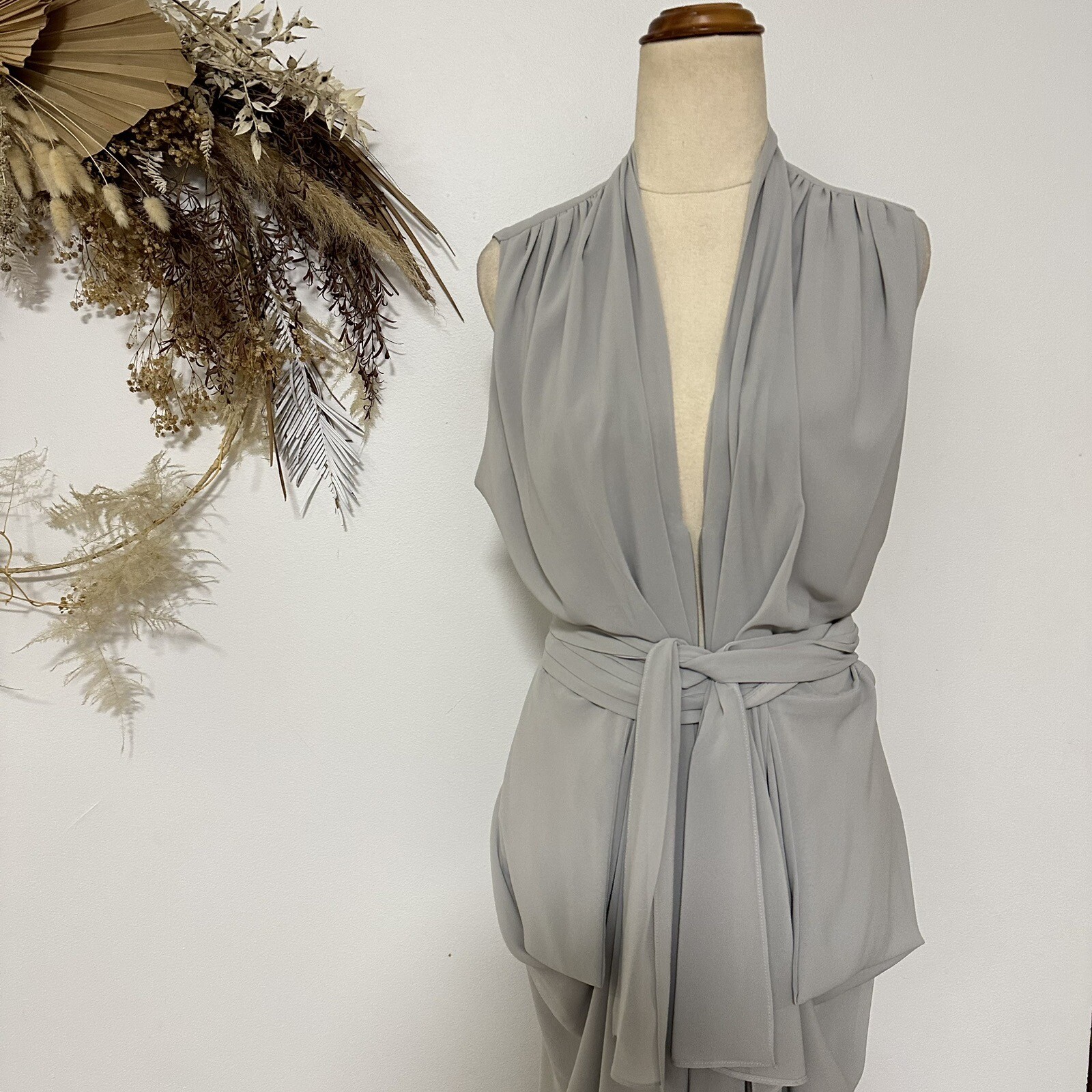 CARLA ZAMPATTI WATERFALL DRESS Light Blue/ Grey Event Party Cocktail Size 8