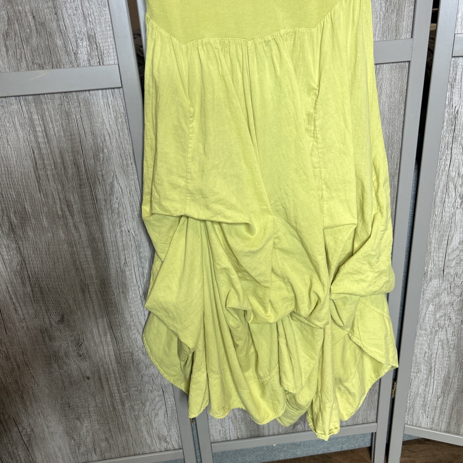 Luna Luz Y2K Cotton Drop Waist Bubble Hem Midi Maxi Dress Art Witchy Sz 8 Yellow