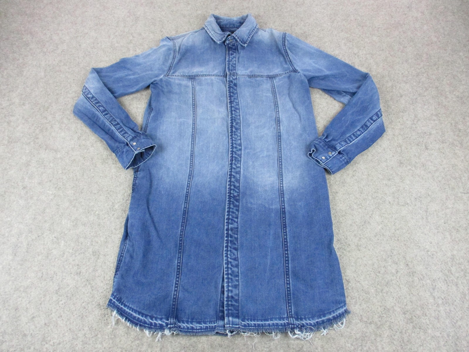 Hudson Dress Womens Small Blue Shirt Front Snap Sleeve Collared Denim Tencel USA