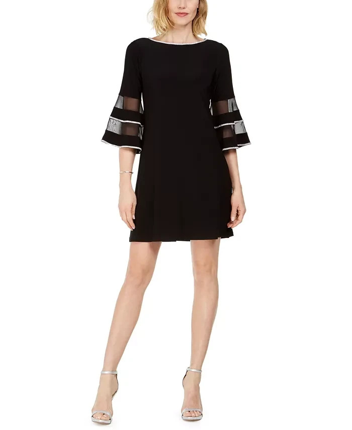 MSK Illusion Bell-Sleeve Shift Dress MSRP $89 Size L # 14B 2541 Blm