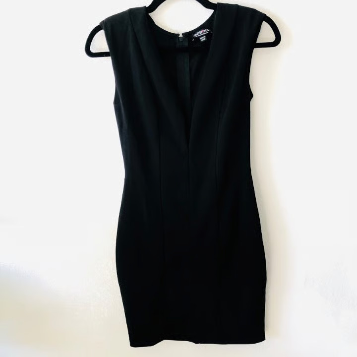 Fashion Nova Black Bodycon Mini Dress Deep V-Neck XS