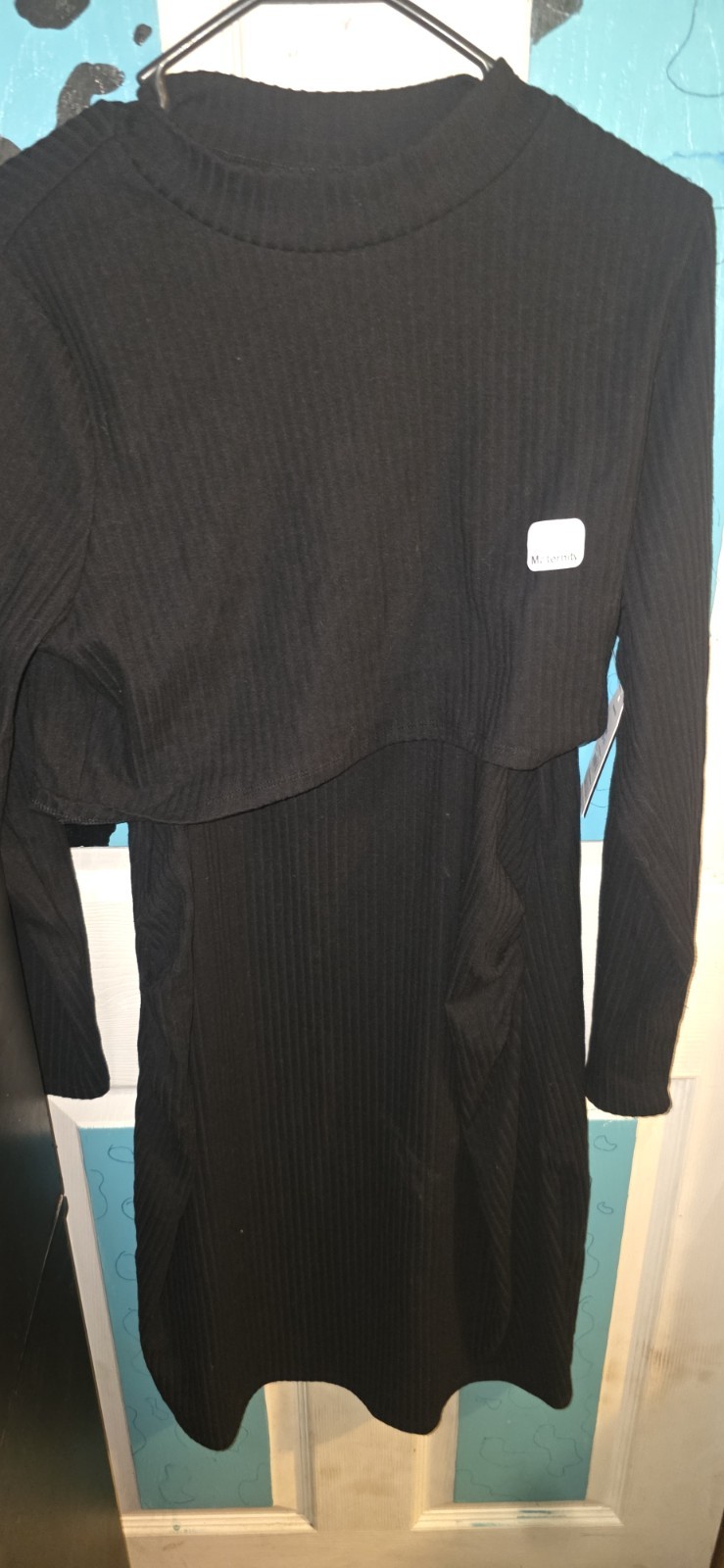 Time and Tru Maternity Black Ribbed Knit Scoop Neck Sleeveless Bodycon Dress M