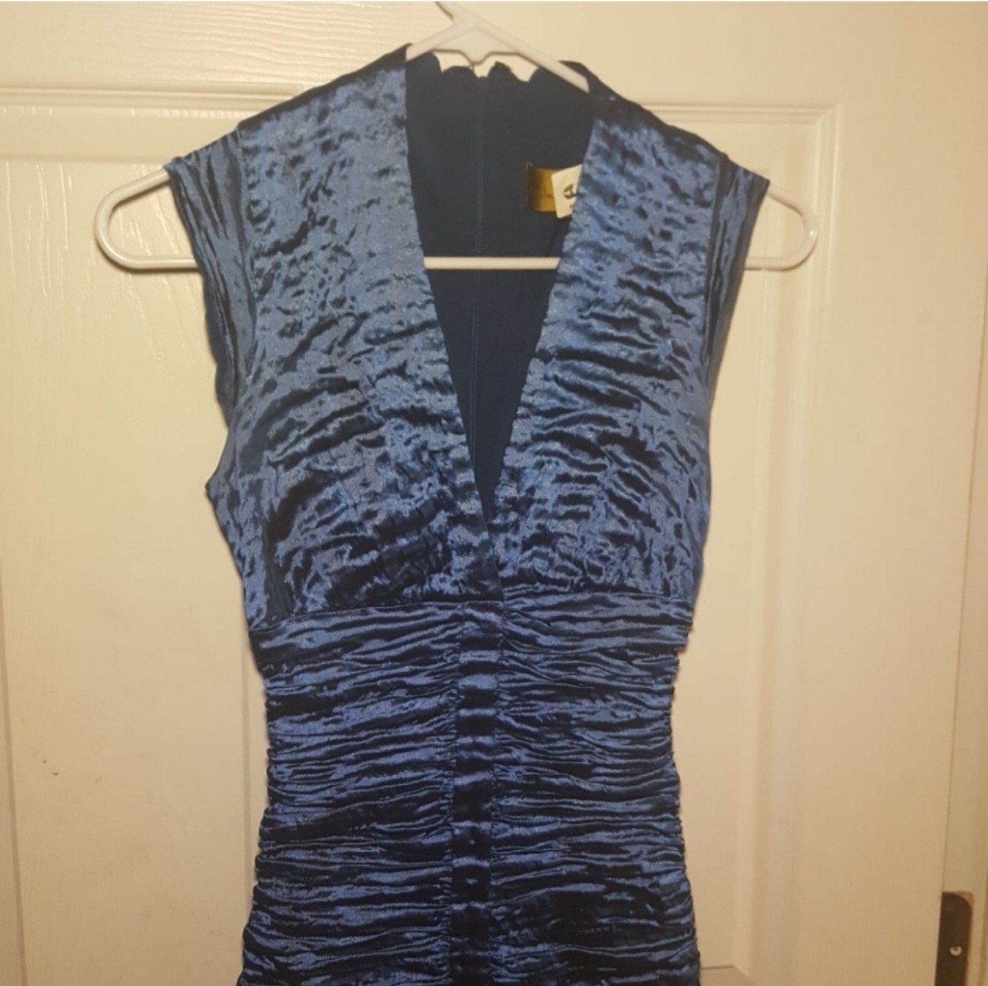 Nicole Miller Botique Blue Techno Crinkle Stretch Taffeta Dress Size4 MSRP $450