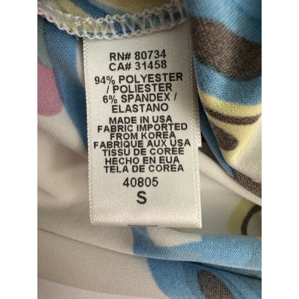 BCBGMAXAZRIA White Blue Peacock Abstract Print Size Small Strappy Mini Dress