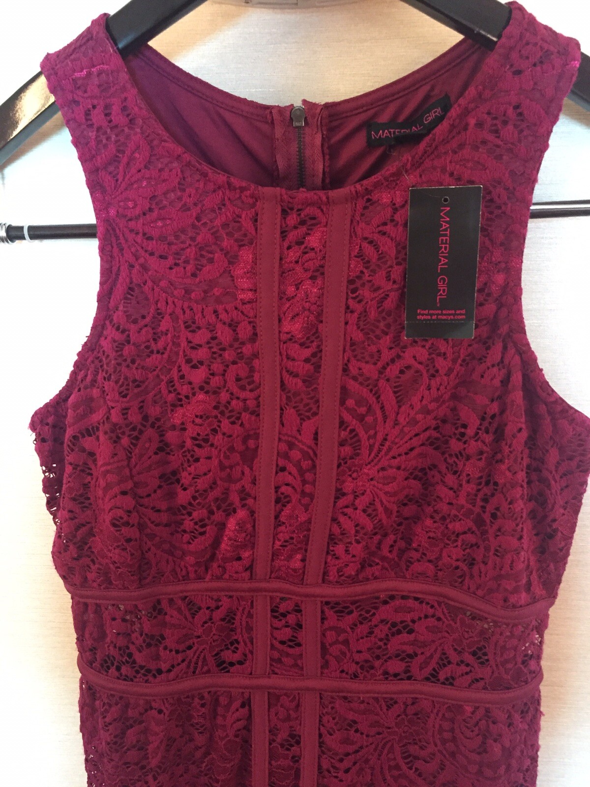MATERIAL GIRL Raspberry Radiance Lace Bodycon Dress Juniors Sz L Sleeveless NWT