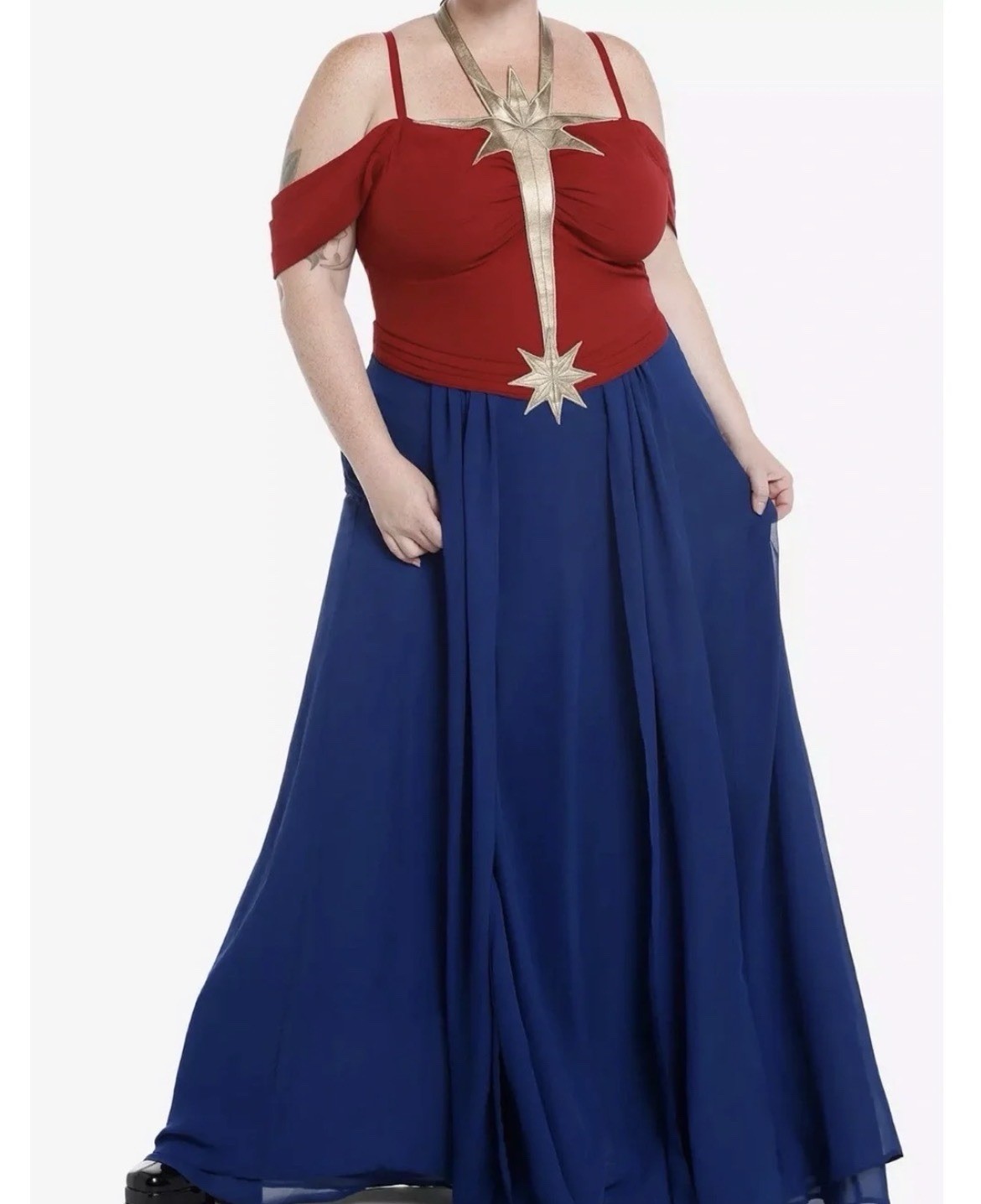 CAPTAIN MARVEL Her Universe The Marvels Red Blue Dress Size XL Costume Hot Topic