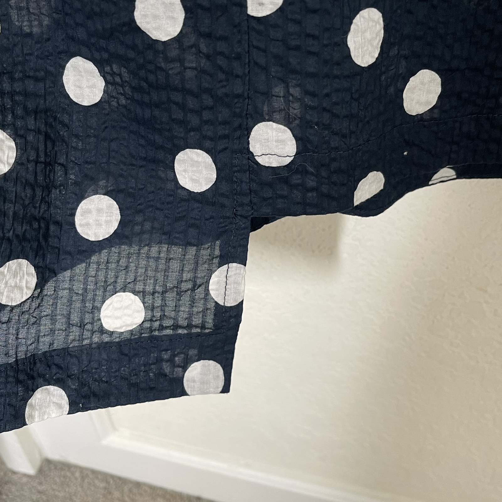 Spirithouse 3/4 Sleeve Polka Dot Lagenlook Semi Sheer Dress Sz Small Navy White