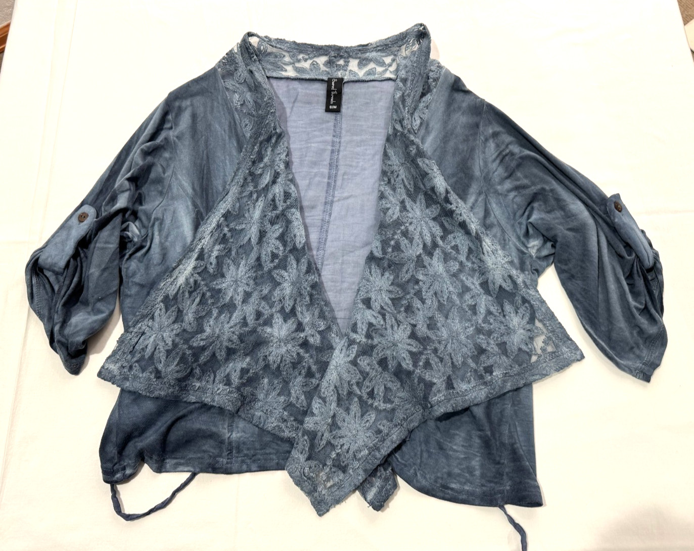 SACRED THREADS Embroidered Lace Tie Back Midi Dress w Jacket & Scarf Boho S/M