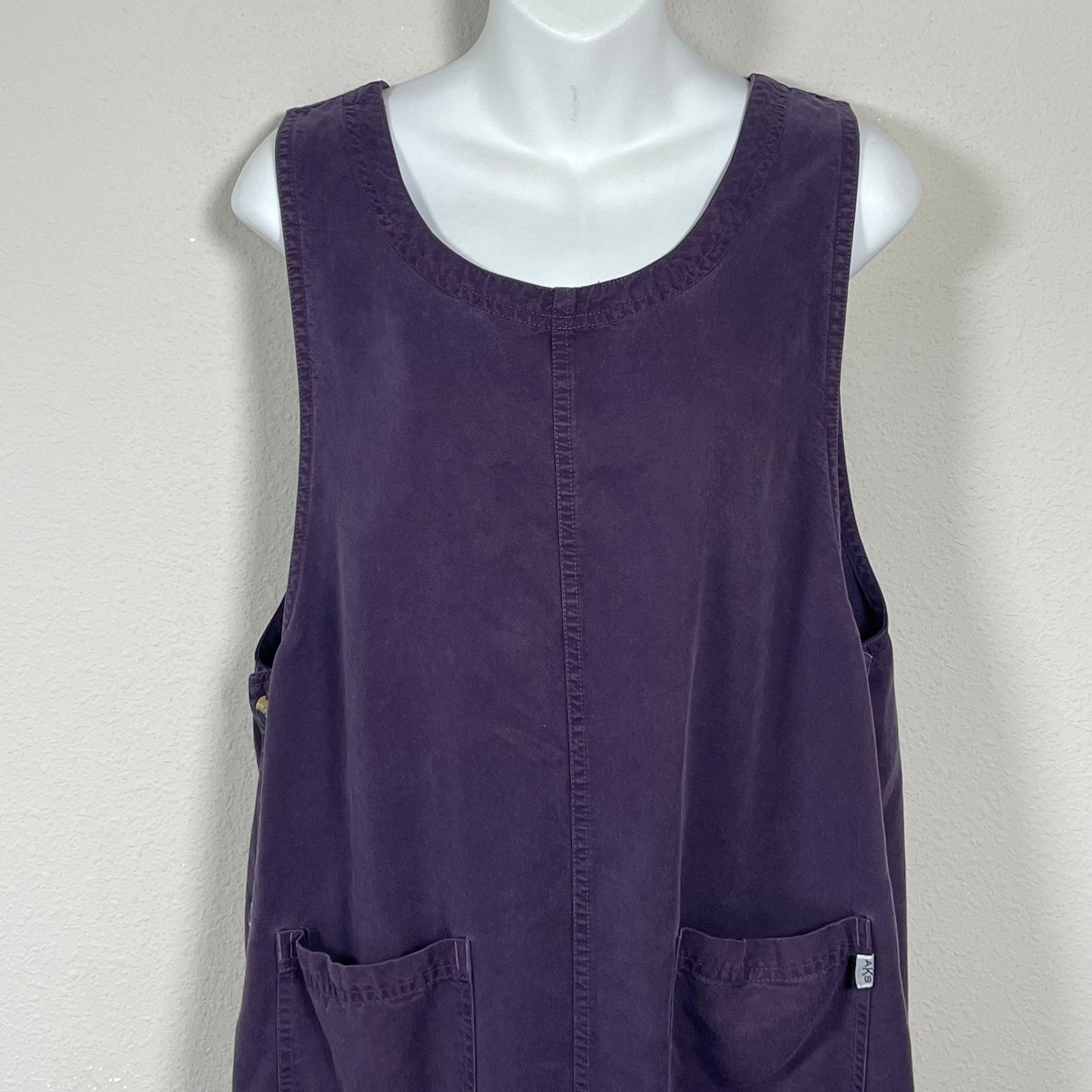 AKS Amy K Su Jumper Dress Womens L Dark Purple Earthy USA Sleeveless Utility