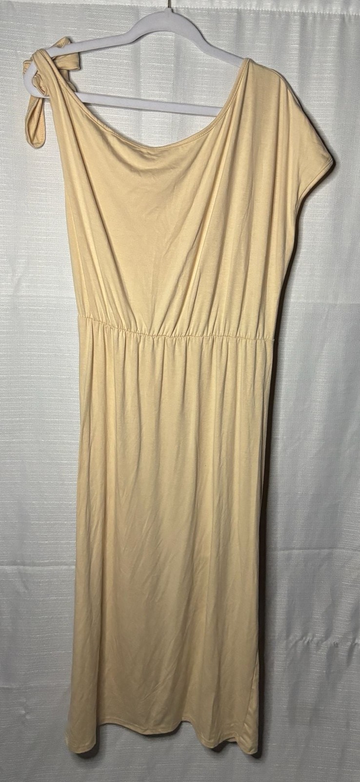 Crew Neck Cap Sleeve Ruched Draped Midi Sheath DressBoutique Dress