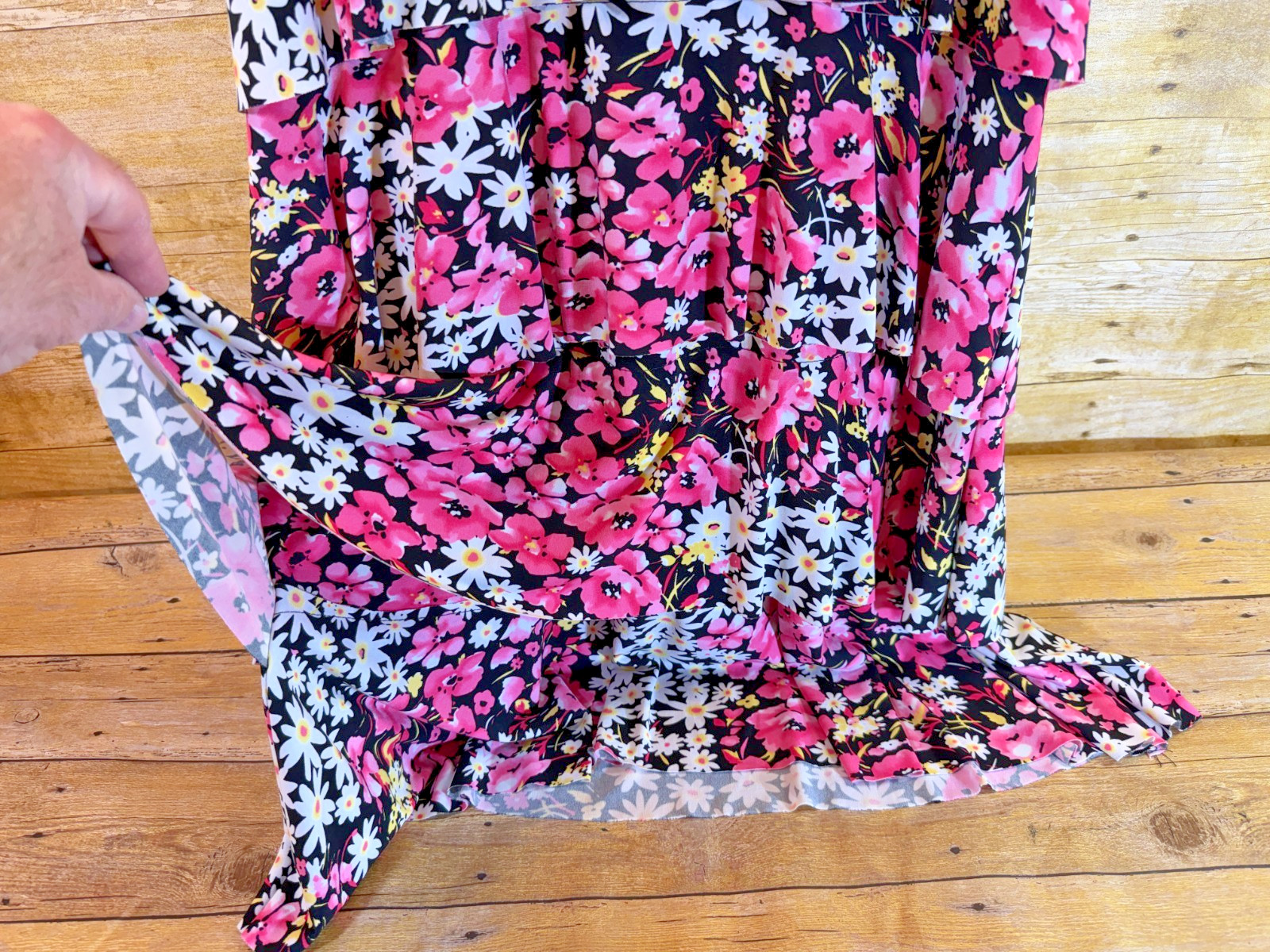 Elementz Tiered Ruffled Layered Floral Dress Womens PXL Black Pink White 💗EUC💗