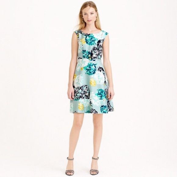 J. Crew Silk Aquatic Floral Print Dress Tiered Hem Size 2